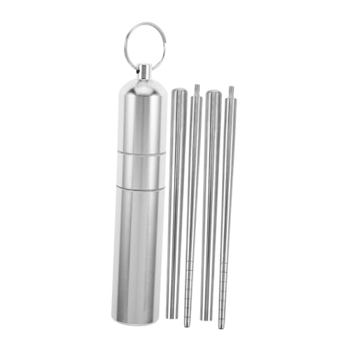 ABOOFAN 2Pairs Portable Stainless Steel Chopsticks Reusable Utensils with Compact Case for Travel Camping Hiking Lightweight Cutlery for Go Dining