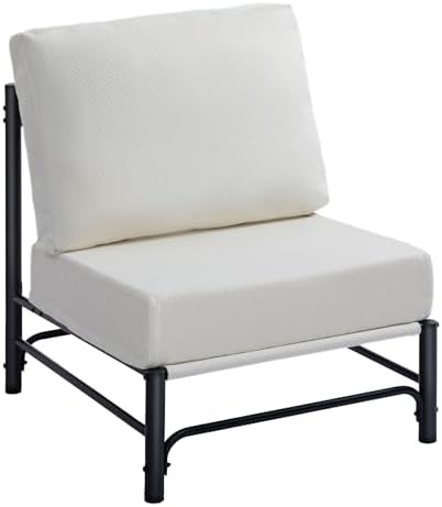 HollyHOME Mid Century Modern Accent Chair, Comfy Reading Chair with Soft Cushion, Metal Frame Fabric Large Lazy Chair, Upholstered Lounge Sofa Chairs for Living Room, Bedroom, Balcony, Beige