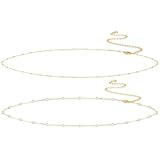 Rotnso 14K Gold Plated Body Chains Dainty Boho Layered Beach Waist Pearl Bead Chain Adjustable Bikini Belly Chain Jewelry Accessories for Women Sexy