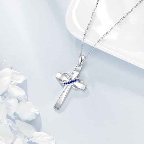 ONEFINITY Cross Necklace 925 Sterling Silver Infinity Cross Pendant Birthstone Necklace Jewelry Gifts For Women3