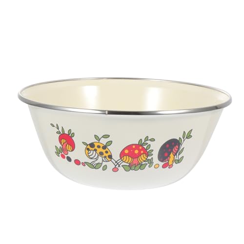 Mipcase Set 2 Bacinelle in Ferro Smaltato 16cm Senza Coperchio Ciotole Per Conservazione Alimenti e Preparazione Impasti Superficie Liscia Stile Retrò Per Uso Domestico e Regalo