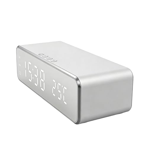 Cargador inalámbrico múltiple con pantalla LED de aluminio plateado