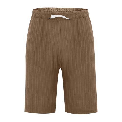 Men's Cotton Linen Casual Classic Short Elastic Waist Summer Beach Lightweight Board Loose Fit with Pockets4