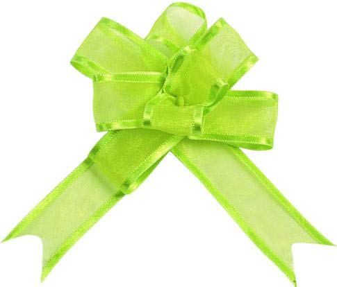 Artificielles.com - Noeuds Automatiques x5 en Organdi Vert Anis L20 mm D11 cm TOP - couleur: Vert anis