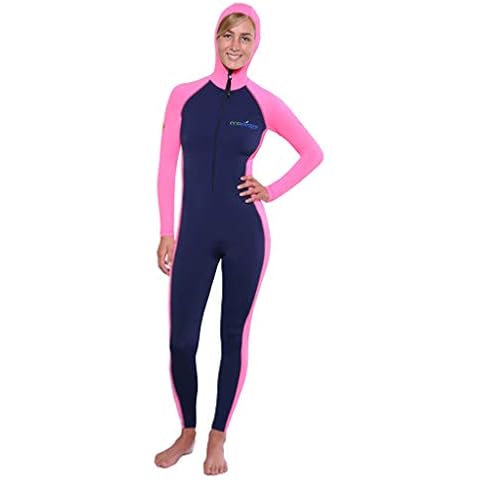 EcoStinger® Women Full Body Stinger Suit with Hood UV Protection Swimsuit UPF50+ Navy Pink (US, Alpha, Large, Regular, Regular, Standard, Navy Pink) Cover