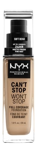 NYX Professional Makeup Can't Stop Won't Stop Full Coverage Foundation, Langanhaltend, Wasserfest, Vegane Formel, Mattierter Teint… – Ansicht 1