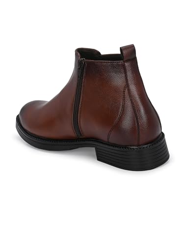 Image of STANPHORD Men Chelsea Ankle Boots | PU Zip Closure | Solid High-Top Casual Semi-Formal | Cushioned Insole | Office Outdoor Travel Wear (TPSL S16)