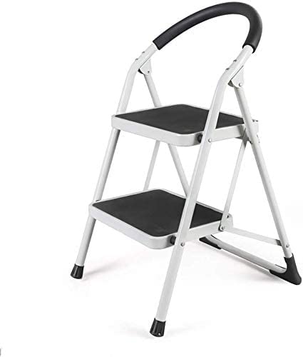 2 step Thick Ladders Furniture Folding Ladders Indoor Stairs Ladder Small Step Stool Iron Lightweight Step Stools (Color : Black, Size : 2-step)