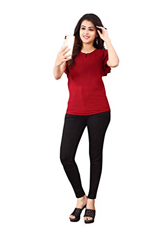 Image of DHRUVI TRENDZ Women's Plain Regular fit Top