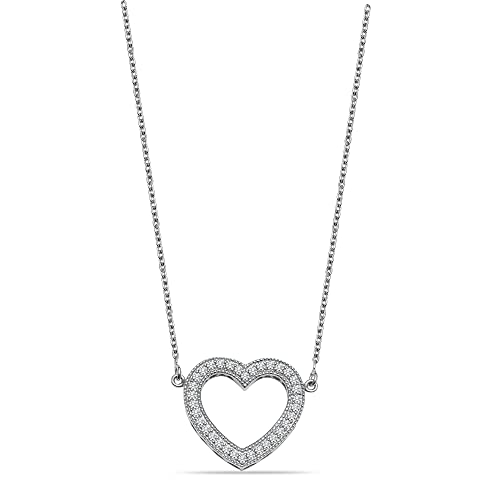 Image of LeCalla 925 Sterling Silver Heart Necklace for Women | 14K Gold & Rose-Gold Plated Love Heart Pendant Necklaces | Romantic, Inspirational Pendant Jewelry Gifts for Wife, Mom, Girlfriend