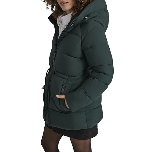 DKNY Pine Green Women's Medium Anorak-Waist Hooded Puffer Jacket - Image 3