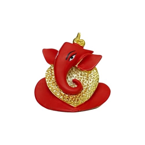Image of Heart Ganesha - 24kt Gold Plated Idol for Car Dashboard, Pooja Room, Office,Gift & Home Temple | Ganesha Idol for Positivity & Prosperity | Height 2.5 Inch