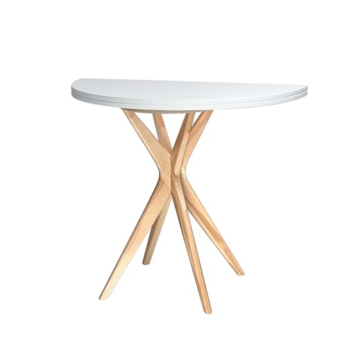 Ragaba Table Ronde Demi Lune Extensible 90cm Blanc