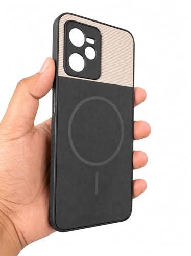 Image of Bintage Mac Safe Design Hard Slim Back Case | Soft Border Camera Protect | Dual PU Leather Finish Back Cover Compatible for Realme C35 4G - White & Black
