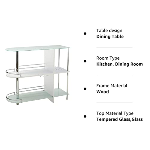 Kings Brand Furniture Bar Table With Two Tempered Glass Shelves, White #TOP7