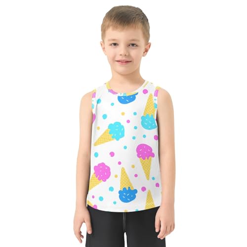 J JOYSAY Cartoon Icecream Dot White Boys Tank Top Sleeveless Muscle Shirts Quick Dry Kids T-Shirts 3-15T2