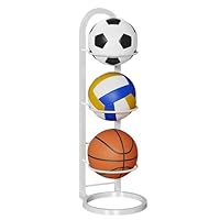 ZOYDP 3 Lagiges Ballständer, Ballregal aus Metall, Ballhalterung Stehend, Vertikale ball Aufbewahrung, Abnehmbare Ballaufbewahrungsregal für Display Basketball, Fußball, Volleyball, Rugby, Weiß