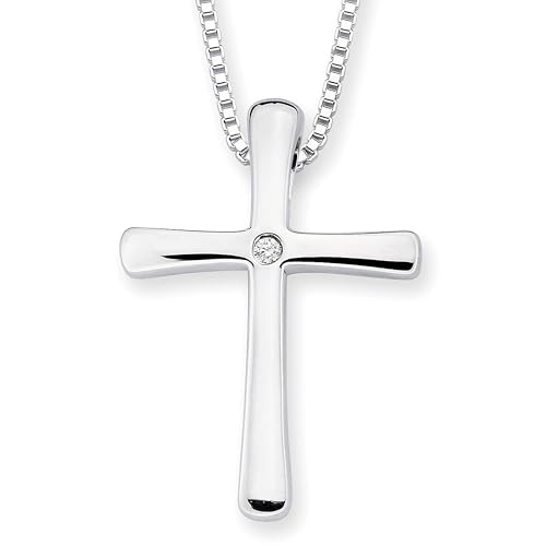Boston Bay Diamonds Sterling Silver Diamond Accent Flared Cross Pendant with 18