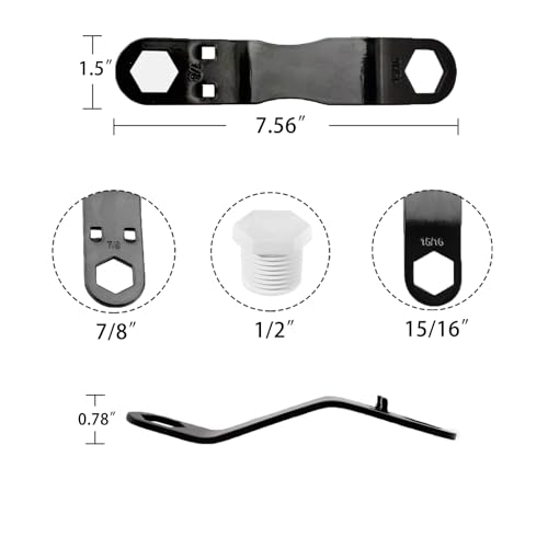 Image of RV Water Heater Drain Plug & Wrench Kit,Suitable for 7 /8 inch &15 /16 inch Drain Plug Include Angled Wrench, 4PK 1 /2 inch NPT Replacement Plugs, 1 Roll PTFE Tape