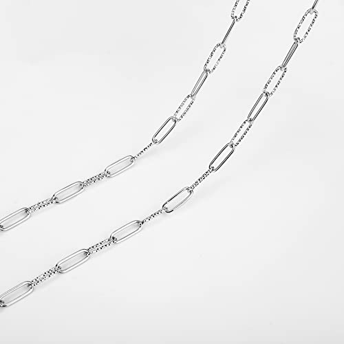 Image of Eyeglass Chain Silver Stainless Steel Handmade Necklace for Reading Glasses Sunglass Beaded Chains for Men Women