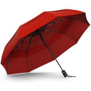 Image of TUMELLA Strongest Windproof Travel Umbrella (Compact, 100MPH Wind-Tested), Light, Portable, One-Handed Use, Automatic Folding Rain Umbrella, Durable, Premium Grip, Fits Car & Backpack