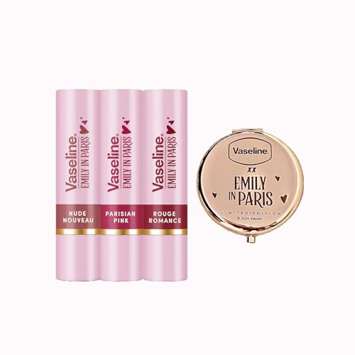 Bild: Vaseline x Emily in Paris | Set Lippenbalsam Stift 3er Set plus Taschenspiegel Kompaktspiegel | Limited Edition | (Mix Set & Spiegel) f�r 15,99 EUR bei amazon.de