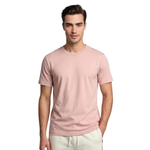 Image of NOBERO 100% Cotton T Shirts for Men Stylish | Regular Fit | Solid T Shirts for Men 180 GSM Combed Cotton | Round Neck Half Sleeve