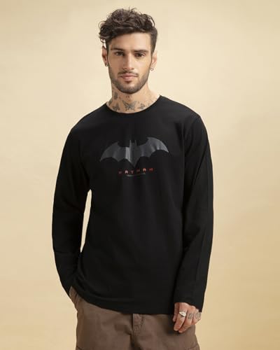 Bewakoof Official DC Merchandise Men's Printed Regular Fit Full Sleeve Round Neck Cotton T-Shirt - Image 2