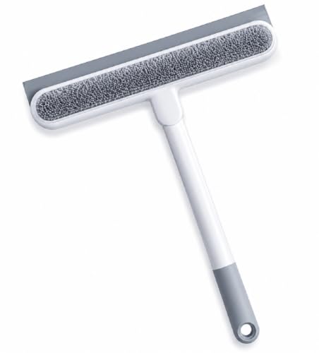 Image of ROKTRY 360 Rotating Silicone Floor Squeegee Mop with Long Handle - Multi-Purpose Water Wiper Broom for Bathroom, Kitchen, Glass, Tile & Hardwood Floor Cleaning Mirror Scraper Brush with Soft Rubber