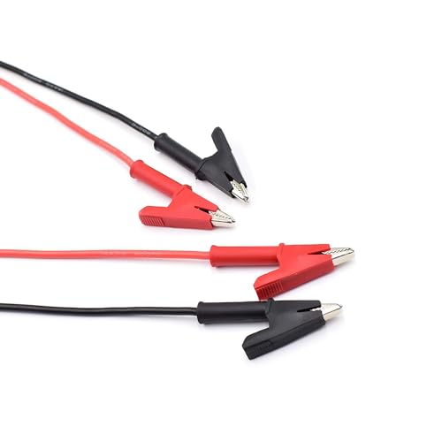 Image of Dual Alligator Clips Electrical Test Leads,Insulation Car Battery Test Lead, for Multimeter Leads,Jumper Wires Alligator Clips Length 3.3 ft /1m 2 Pcs