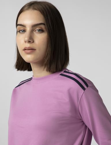 Image of FYLTR Women's Terry Crop Top - Full Sleeve | Elasticated Waist & Cuff | Boxy Fit | Stripe Detailing | Tops for Women Western | Women t Shirt
