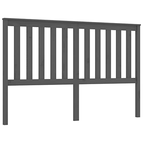 vidaXL Cabecero de Cama Cabezal Dormitorio Estructura Habitación Mobiliario Muebles Decoración Adorno Madera Maciza de Pino Gris 156x6x101 cm