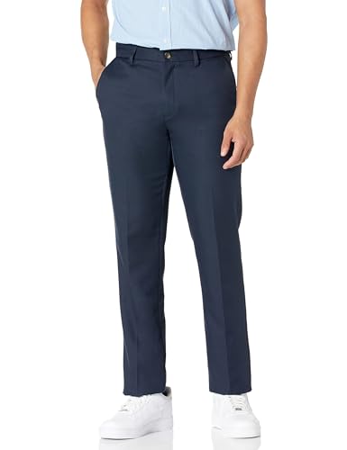 Amazon Essentials Men's Slim Fit Flat-Front Dress Suit Trousers, Navy, 33W / 29L