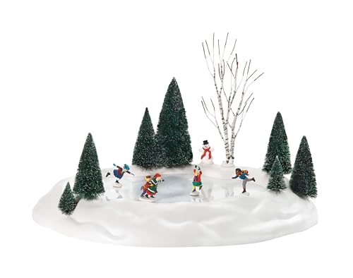 Department 56 Village Cross Product Animated Skating Pond Figurine 14 Inch Multicolor