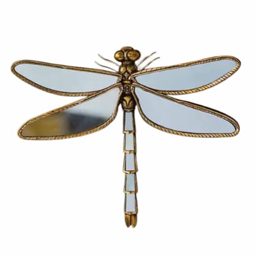 Dragonfly Mirror Wall Decor, Dragonfly Design Wall Mounted Sculptures, Retro Decorative Bug Insects Animals Beetle Mirrors, Creative Butterfly Home Decor for Living Room Bedroom(Dragonfly)