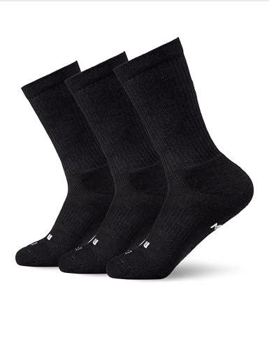 Nike Unisex Everyday Crew Basketball Socks (3 Pair) Black/White Large
