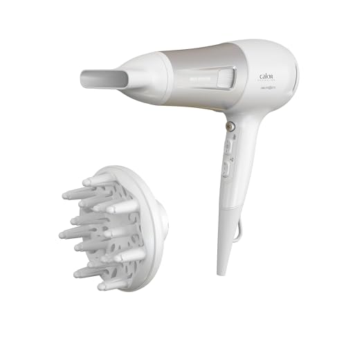 Calor Powerline sèche-cheveux, Technologie Booster ionique pour la brillance, Thermo Control, 6 réglages vitesse/température, Concentrateur, Diffuseur...