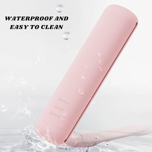 Image of Hian Silicone Makeup Brush Holder Travel Case with Magnetic Closure - Soft Waterproof Cosmetic Organizer, Anti-Fall Protective Storage Pouch for Makeup Brushes & Beauty Tools (Pink,Pack of 1)