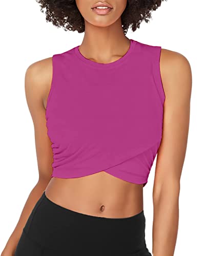 Sanutch Crop Top - Camisas de entrenamiento para yoga o entrenamiento - Morado - Small