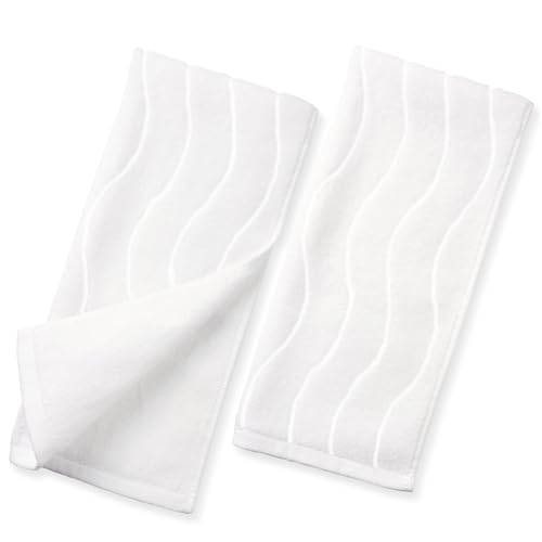 White Hand Towels for Bathroom Wavy Jacquard - 2 Piece Luxury Spa Hotel Hand Towel, Quick Dry Absorbent Face Towels, 13x29 Inches