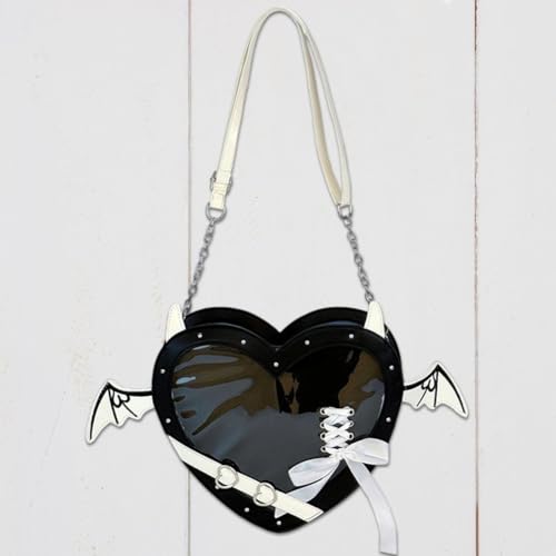 Ita Bag en Cuir PU Hrippy Sac Bandoulière Cœur Style Punk à Ailes de Chauve-Souris - 8