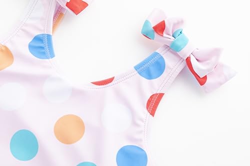 LIZENS Girls One Piece Swimwear Polka Dots 2-12Years Ruffle Trim Bow Beach Bathing Suit for Kids Swimsuit Flounce3
