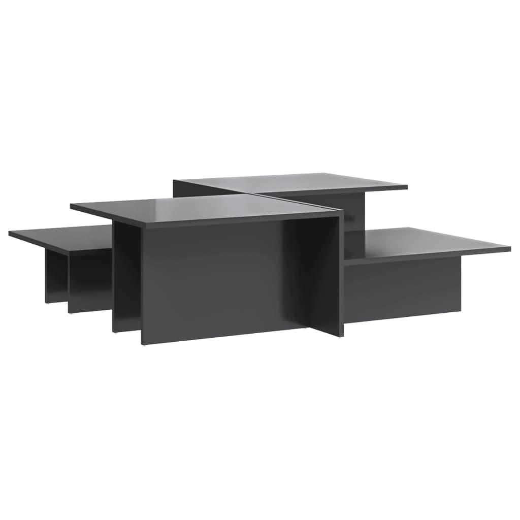 Hothingwell Couchtische, 2 Stück, grau, glänzend, Holz | Glatte Oberfläche, feuchtigkeitsbeständig, zwei verschiedene Höhen, leicht zu reinigen mit einem feuchten Tuch