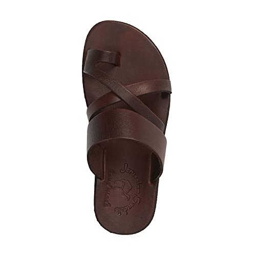 Jerusalem Sandals Womens The Good Shepehrd Molded Brown, Durable Handcrafted Real Leather Sandals, Women Sandal With Crisscross Strap and Toe Loop, Molded Footbed, Textured sole, Waterproof3