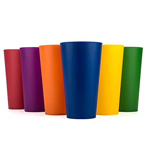 KX-WARE 32-ounce Plastic Tumblers Large Drinking Glasses set of 6 Multicolor
