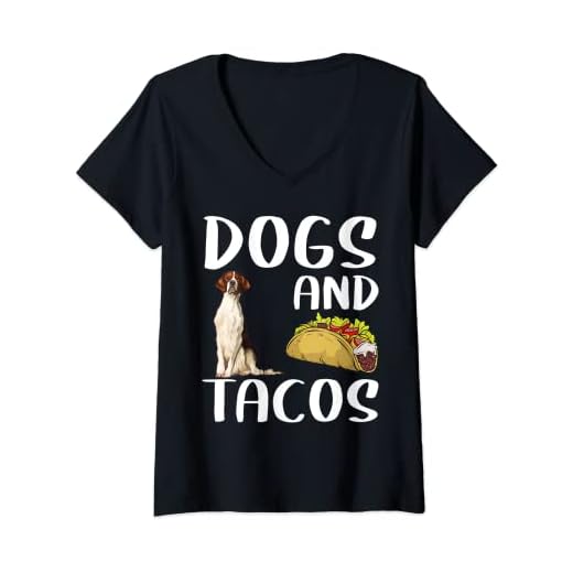 Womens Dogs & Tacos Irish Red and White Setter Mexican Food Lovers V-Neck T-Shirt