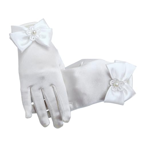 Full Finger Style White Gloves Flower Lace Bowknot Boys and Girls Princess Gloves