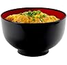 JapanBargain 2045, Japanese Soup Bowl, 38 fl.oz, Plastic Bowl for Ramen, Udon, Pho, Rice, and Cereal, Microwave & Dishwasher Safe, Black and Red Color, Made in Japan