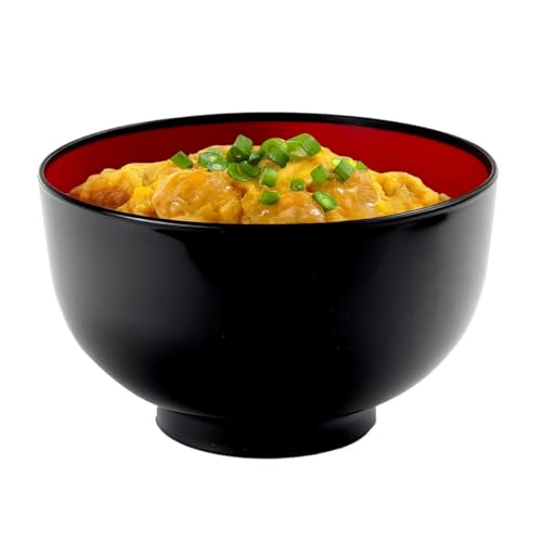 JapanBargain 2045 Set of 2 Japanese Soup Bowls, 38 fl.oz, Plastic Bowl for Ramen, Udon, Pho, Rice, and Cereal, Microwave & Dishwasher Safe, Black and Red Color, Made in Japan