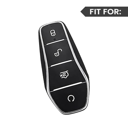 Image of Keyzone Premium Leather Key Cover & AC Vent Car Perfume Combo (4 Fragrances) | Compatible for BYD Seal, Atto3 4 Button Smart Key. (Red)